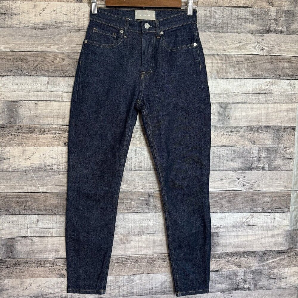 Everlane Jeans Womens Sz 24 Ankle Mid Rise Skinny Stretch Dark Denim